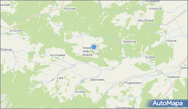 mapa Nowa Wieś Mała, Nowa Wieś Mała gmina Paszowice na mapie Targeo